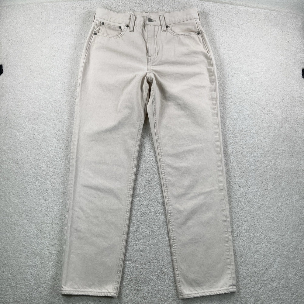 J. Crew Full Length Classic Straight Jeans Off White Ecru Denim Women's 28 X 29
